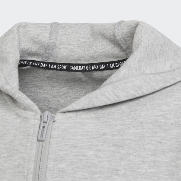 Grey Future Icons 3-Stripes Full-Zip Hoodie