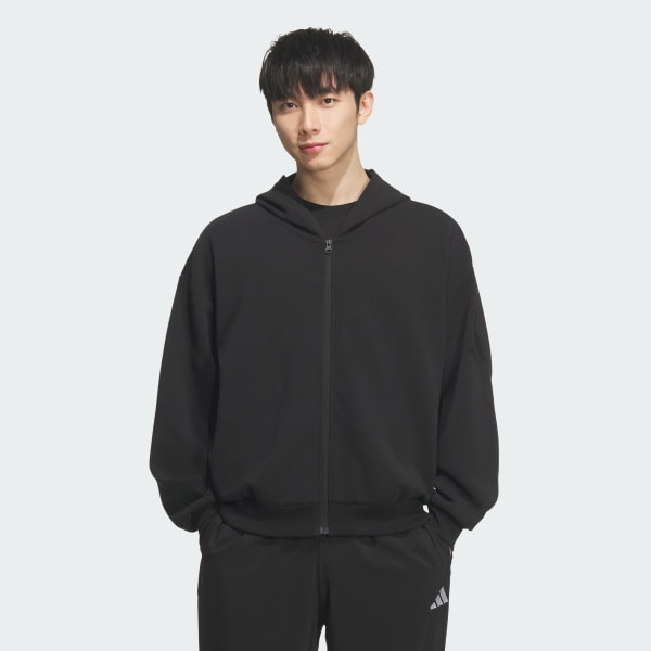 Black 소프트 럭스 루스 핏 전장 지퍼 후디