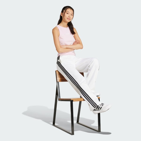 White Essentials 3-Stripes Open-Hem Fleece Pants