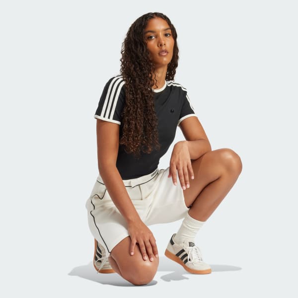 Negro Camiseta Cali adidas Originals Premium 3 Rayas
