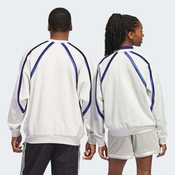 Gris Polerón de Cuello Redondo de Basketball Estampado (Unisex)
