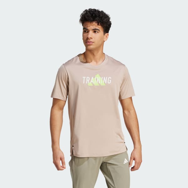 Beige Designed for Movement Graphic Workout Tee