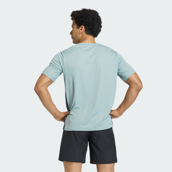 Green WORKOUT ESSENTIALS BASE 3-STRIPES T-SHIRT