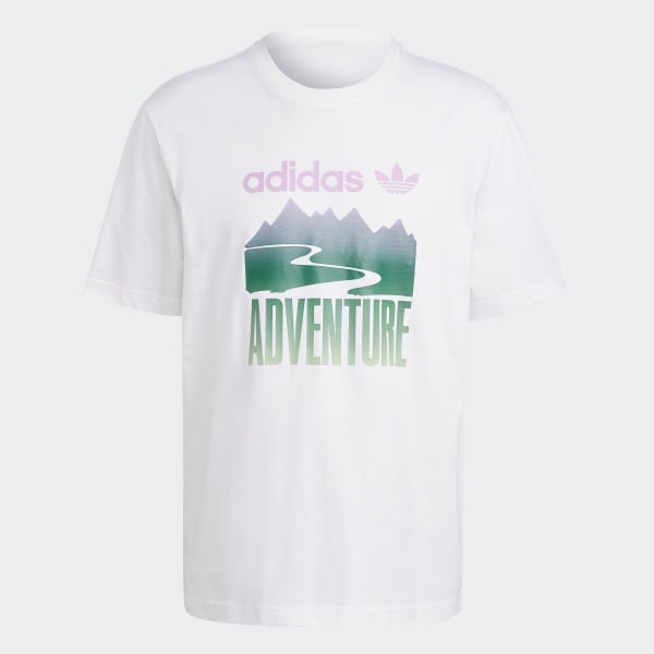 Blanco Polera adidas Adventure Mountain Logo