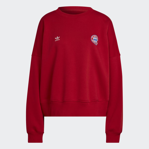 Red FC Bayern Essentials Trefoil Crewneck Sweatshirt