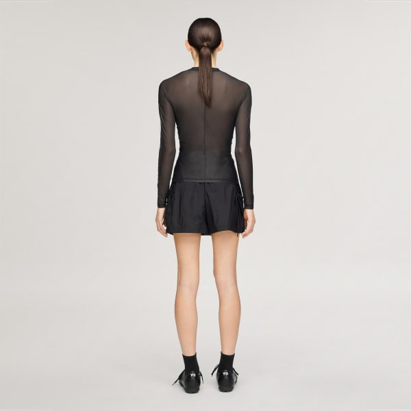 Svart Y-3 MESH FITTED LONGSLEEVE T-SKJORTE