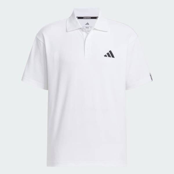White Essentials Plus Loose Fit Small Logo Short Sleeve Polo Shirt