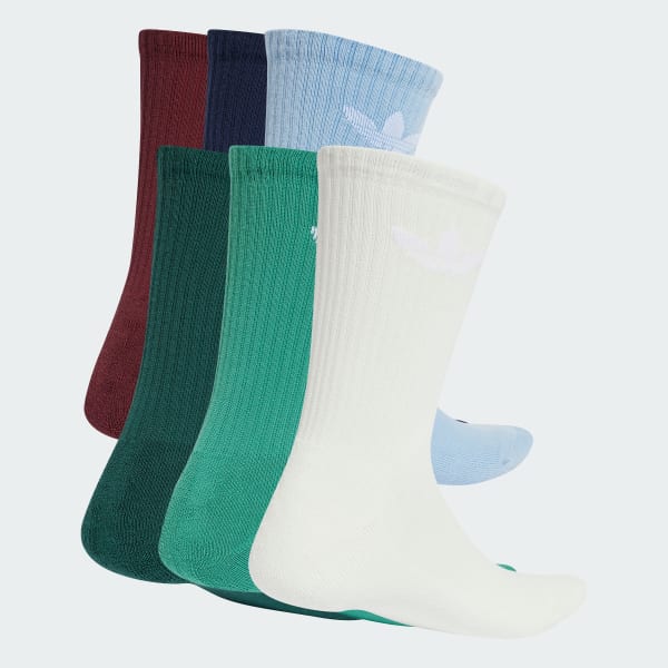White Trefoil Cushion Crew Socks 6 Pairs