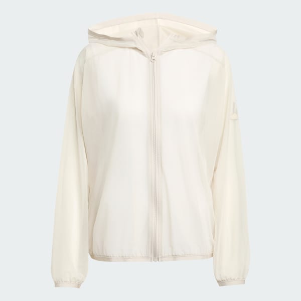 adidas Soft Lux Mesh Full-Zip Hoodie - Beige | Free Shipping