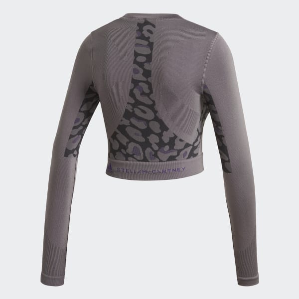 Adidas By Stella Mccartney Truepurpose Seamless Crop Long Sleeve Top Grey Adidas Us