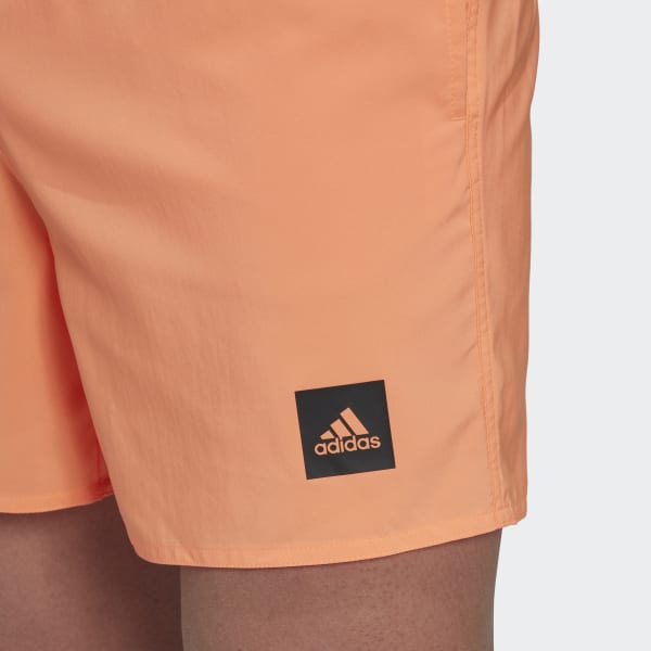 Orange Short Length Solid Swim Shorts LBS88