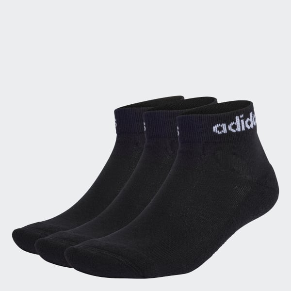 Siyah Linear Ankle Socks Cushioned Çorap - 3 Çift