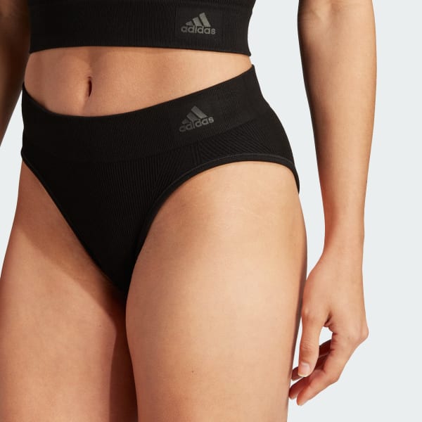 adidas Ribbed Active Seamless Hipster Underwear - Black, Women's Lifestyle