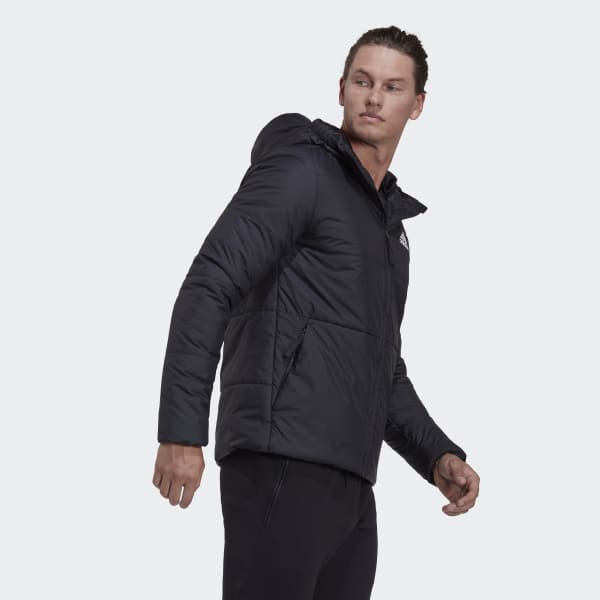 Schwarz BSC 3-Streifen Hooded Insulated Jacke DVN72