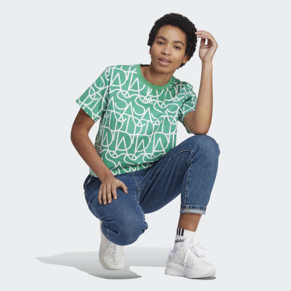 Grun Allover adidas Graphic Boyfriend T-Shirt
