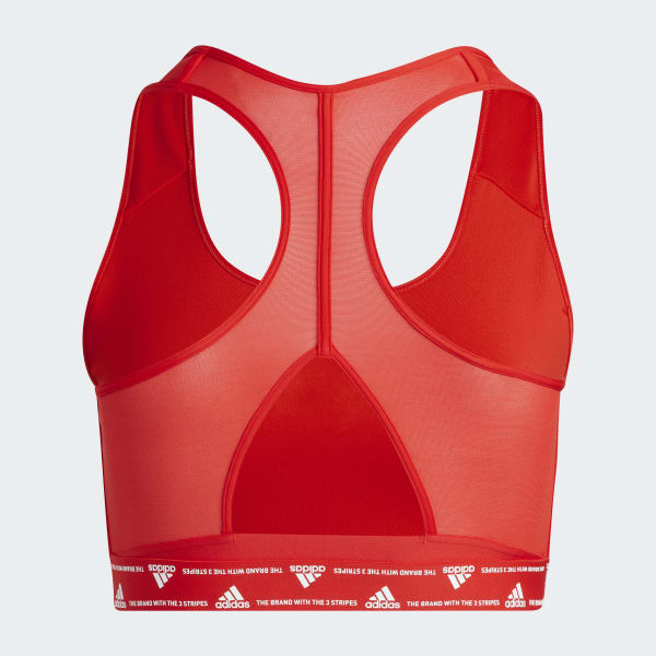 Red adidas Powerreact Training Medium-Support Bra (Plus Size) R0967