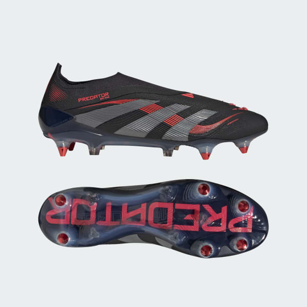 Svart Predator Elite Laceless Soft Ground Fotbollsskor