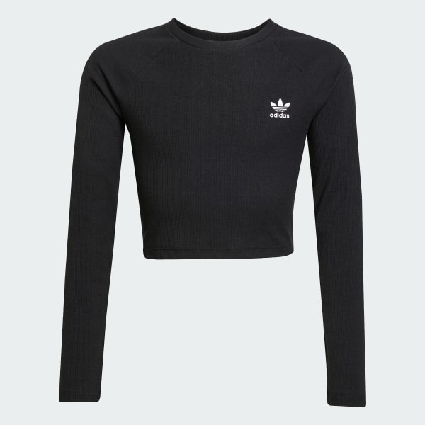 Black Rib Crop Long Sleeve Tee Kids