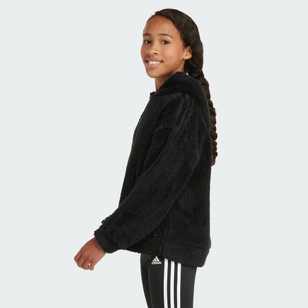 adidas Long Sleeve Cozy Furry Pullover Hoodie - Black | Kids' Training |  adidas US