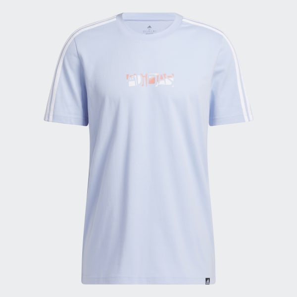 Azul Remera Estampada Sportswear 3 Tiras Sport Optimist (Manga Corta)