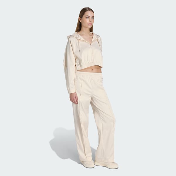 biela MIKINA S KAPUCŇOU PEARL CROPPED ZIP