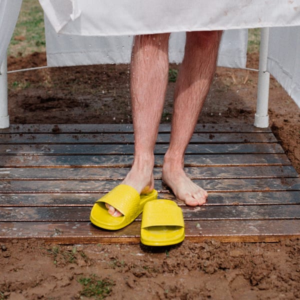 Adidas yellow outlet slides