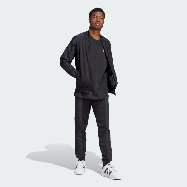 | Men\'s Black SST US - adidas Track Mix Lifestyle Jacket Adicolor Material | Re-Pro adidas