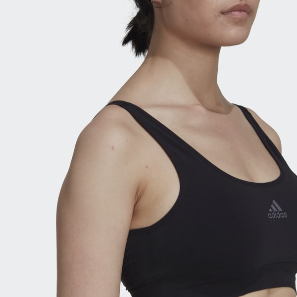 Czerń Active Seamless Micro-Stretch Scoop Lounge Bra HPO57