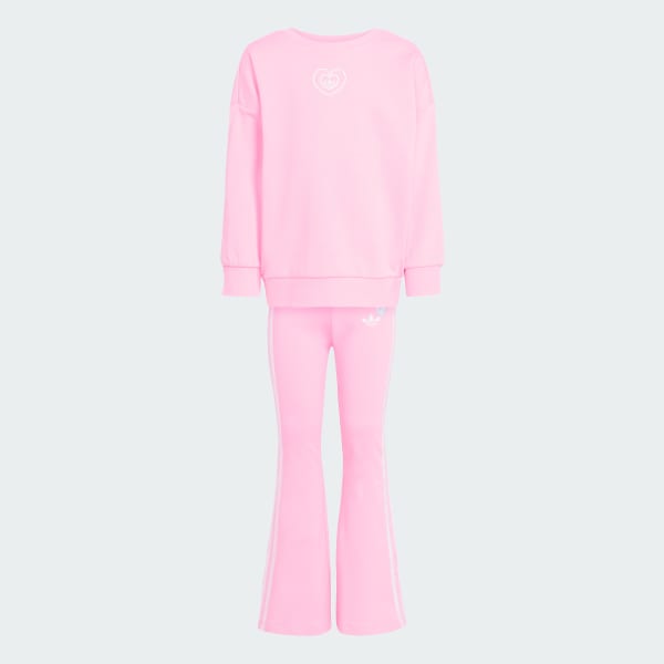 Pink ADIDAS ALICE IN WONDERLAND CREW FLARED LEGGINGS SET