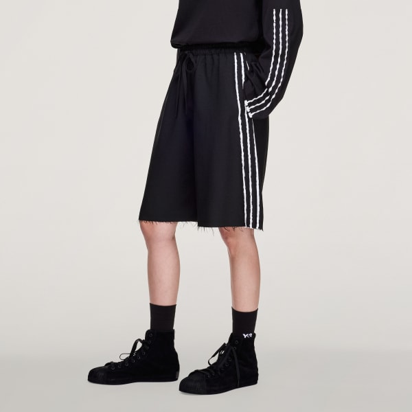 Czerń SPODENKI Y-3 SPORT UNIFORM RAW CUT 3 STRIPES