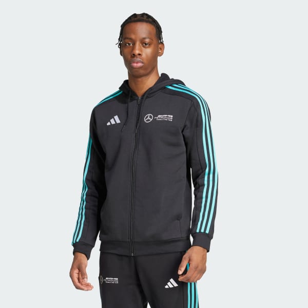 Czerń BLUZA Z KAPTUREM MERCEDES-AMG PETRONAS FORMULA ONE TEAM DNA FULL ZIP