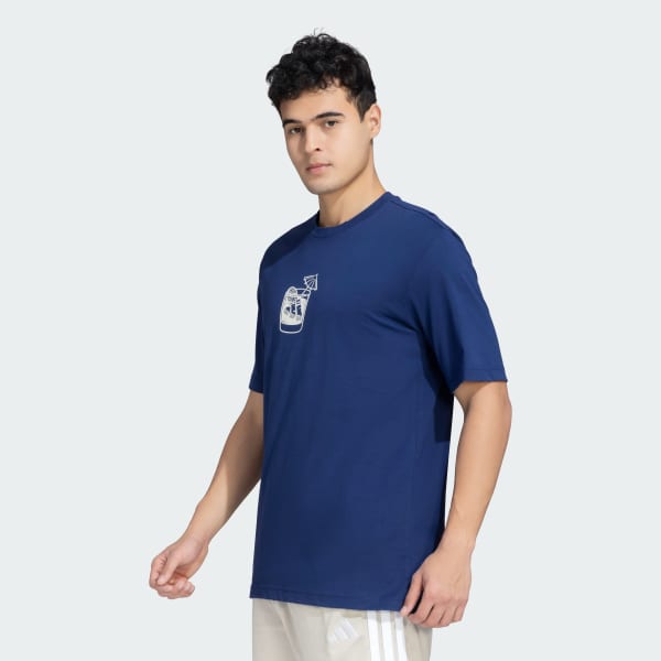 Blue M L DRINK TEE
