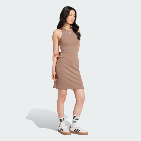 Marrom Vestido Regata Canelado Essentials