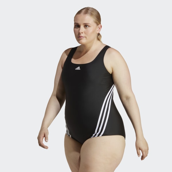 Black 3-Stripes Swim Suit (Plus Size)