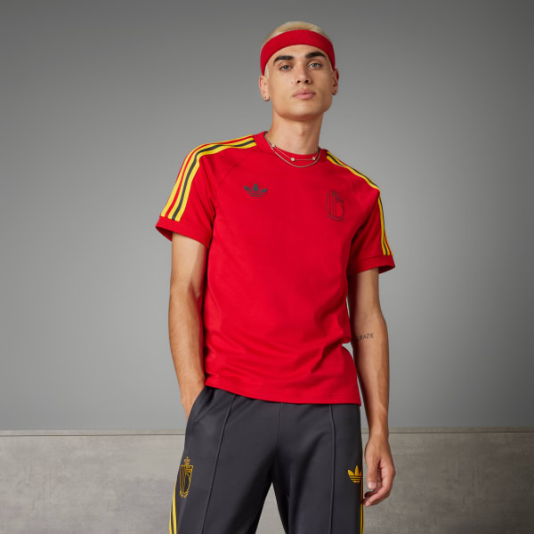 adidas Belgie Adicolor 3 Stripes T shirt rood adidas Belgium