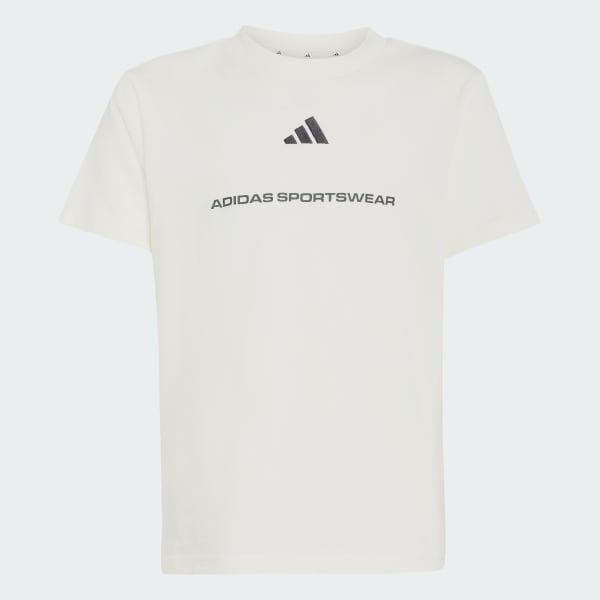 Branco T-shirt adidas em jersey de malha simples com slogan
