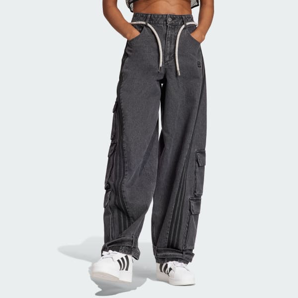 Preto Calça Cargo Brim Adilenium