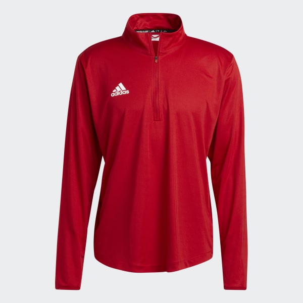 adidas Under the Lights Long Sleeve 1/4 Zip Knit Sweatshirt - Red