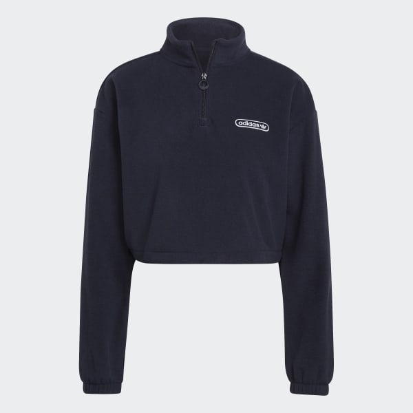 Niebieski 1/4-Zip Cropped Sweater