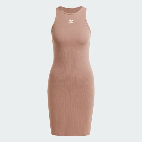 Marrom Vestido Regata Canelado Essentials