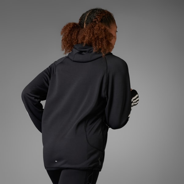 Black Own the Run 3-Stripes Hoodie
