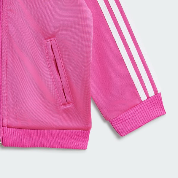 Kids adidas tracksuit pink shop