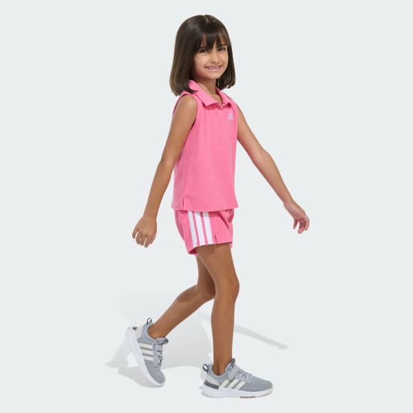 Two-Piece Terry Cloth Sleeveless Polo and Shorts Set