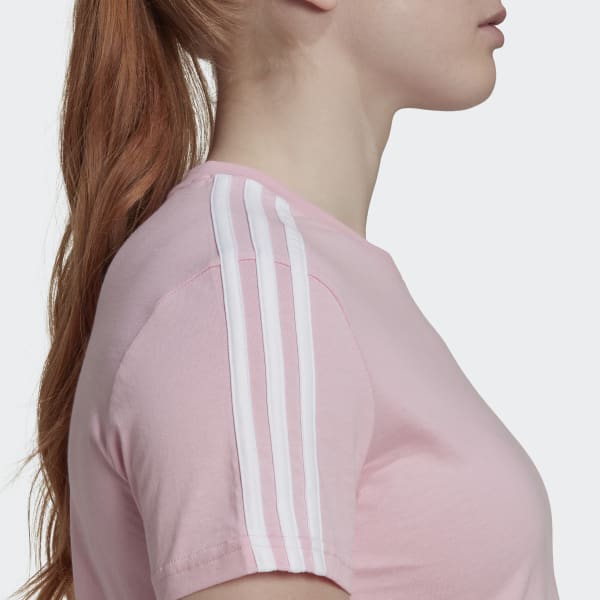 Pink Essentials Loose 3-Stripes Cropped Tee 28867