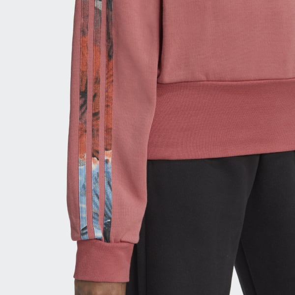 Rouge Sweat-shirt à capuche imprimé intégral