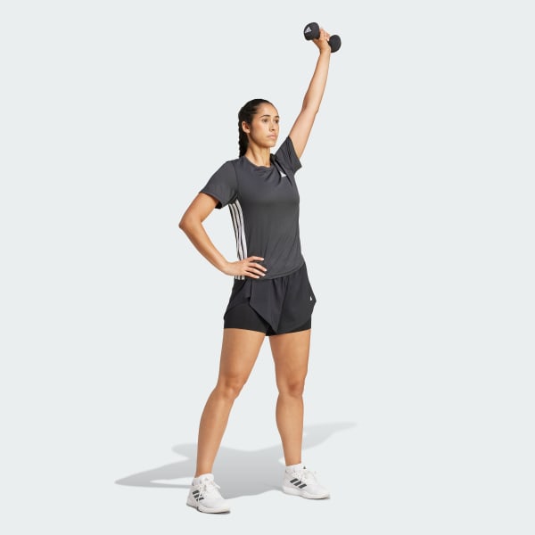 Negro Polera de Entrenamiento Train Essentials 3 Tiras
