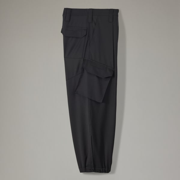 Nero Y-3 Classic Refined Wool Stretch Cargo Pants