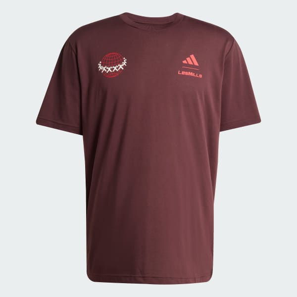 バーガンディ Les Mills チームグラフィック 半袖Tシャツ