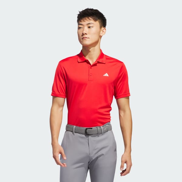 Red adidas golf shirt hotsell