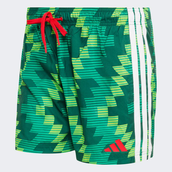 Green Soccer-Inspired Graphic Swim Shorts 5 Inch